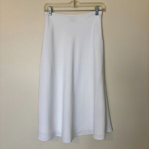 White House Black Market Skirt Women Size 0 White A-Line Midi Polyester Side Zip